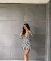 Kadın Uzun Kollu Kruvaze Yaka Kazayağı Mikro Mini Boy Elbise