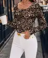 Kadın Uzun Kollu Kruvaze Yakalı Dantelli Kısa Viskon Bluz