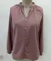 Kadın Uzun Kollu önden Düğmeli Hakim Yaka Ithal Krep Bluz
