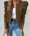 Kadın Uzun Kollu önden Fermuarlı Balon Kol Süet Ceket