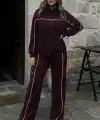 Kadın Uzun Kollu önden Fermuarlı Bluz Ve Pantolon Modal Ikili Takım