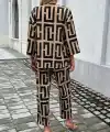 Kadın Uzun Kollu önü Açık Desenli Iki Iplik Ceket Ve Pantolon Ikili Takım
