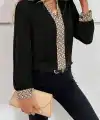 Kadın Uzun Kollu V Hakim Yakalı Desenli Ithal Krep Bluz