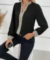 Kadın Uzun Kollu V Hakim Yakalı Desenli Ithal Krep Bluz