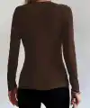 Kadın Uzun Kollu Yakadan Halka Detaylı Viskon Bluz