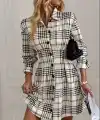 Kadın Uzun Kollu Yakalı önü Düğmeli Mini Modal Elbise