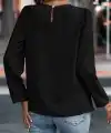 Kadın Uzun Kollu Yuvarlak önden Pileli Ithal Krep Bluz