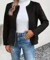Kadın Uzun Kollu Yuvarlak Yaka önden Fermuarlı Süet Ceket