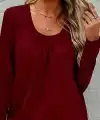 Kadın Uzun Kollu Yuvarlak Yakalı Viskon Bluz