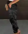 Kadın Yüksek Bel Bağcıklı Cepli Paça Ağzı Lastikli Parasüt Pantolon