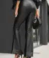 Kadın Yüksek Bel İspanyol Paçalı Deri Pantolon
