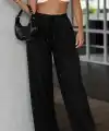 Kadın Yüksek Bel Lastikli Bağcıklı Kot Pantolon