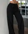 Kadın Yüksek Bel Lastikli Bağcıklı Kot Pantolon