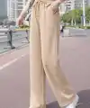 Kadın Yüksek Bel Lastikli Beli Kuşaklı Düz Paça Aerobin Pantolon