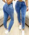 Kadın Yüksek Bel önden Düğmeli Jean Pantolon