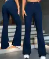 Kadın Yüksek Bel Paçaya Doğru Geniş Kot Pantolon