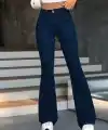 Kadın Yüksek Bel Paçaya Doğru Geniş Kot Pantolon