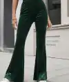 Kadın Yüksek Bel Paçaya Doğru Genişleyen Kadife Pantolon
