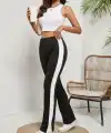 Kadın Yüksek Bel Yan şerit Detaylı Yırtmaçlı Viskon Iki Iplik Pantolon