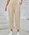 Kadın Yüksek Bel Yandan Cepli Düğme Detaylı Geniş Kesim Ithal Krep Pantolon