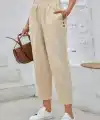 Kadın Yüksek Bel Yandan Cepli Düğme Detaylı Geniş Kesim Ithal Krep Pantolon