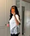 Kısa Kollu Bısıklet Yakalı Dantel Detaylı Vıskon ıkı ıplık Bluz