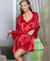 KUŞAKLI MİNİ BOY SATEN SABAHLIK KIRMIZI (MGP11500)