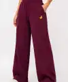 Osy Modal Yumuşak Dokulu Cima Dikişli Nakışlı Cepli Oversize Bol Paça Eşofman Altı - Bordo