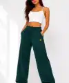 Osy Modal Yumuşak Dokulu Cima Dikişli Nakışlı Cepli Oversize Bol Paça Eşofman Altı - Yeşil
