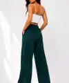 Osy Modal Yumuşak Dokulu Cima Dikişli Nakışlı Cepli Oversize Bol Paça Eşofman Altı - Yeşil
