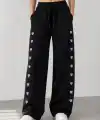 Osy Modal Yumuşak Dokulu Nakışlı Cepli Oversize Bol Paça Eşofman Altı - Siyah