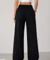 Osy Modal Yumuşak Dokulu Nakışlı Cepli Oversize Bol Paça Eşofman Altı - Siyah