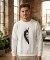 Oversize Bisiklet Yaka Sevgililer Günü Baskılı Sweatshirt - Beyaz