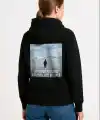 Oversize Hoodie - Sırt Baskılı Survivor Penguin Temalı, Felsefi Yazılı Kapüşonlu Sweatshirt - Siyah