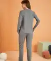 PJS 28049 Kadın Uzun Kol Önü Düğmeli Pijama Takım