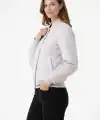 Premium Bomber Ceket Çıtçıt Kapamalı, Ribana Manşetli, Astarlı, Regular Fit Mont - Beyaz