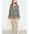 Sementa 76413 Rahat Kalıp Leopar Kombinli Pijama Takım