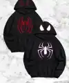 Sevgili Çift Kombini Örümcek Baskılı Kapüşonlu Sweatshirt Hoodie - Siyah