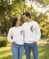 Sevgililer Günü Baskılı Oversize Bisiklet Yaka Sweatshirt - Beyaz