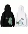 Sevgililer Günü Baskılı Oversize Kapüşonlu Sweatshirt Hoodie - Siyah
