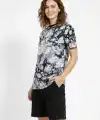 Siyah Gri Taş Desenli Tişört – Regular Kalıp, Bisiklet Yaka, Dijital Baskılı Modern Tasarım T-Shirt - Siyah