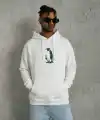 Siyah Oversize Hoodie - Sırt Baskılı Survivor Penguin Temalı, Felsefi Yazılı Kapüşonlu Sweatshirt - Beyaz