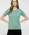 T-Shirt Bisiklet Yaka Slim Fit Likralı Tişört Günlük Basic Body - Mint Yeşili