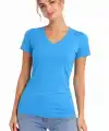 T-Shirt V Yaka Slim Fit Likralı Tişört Günlük Basic Body - Açık Mavi