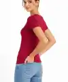 T-Shirt V Yaka Slim Fit Likralı Tişört Günlük Basic Body - Bordo