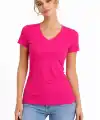 T-Shirt V Yaka Slim Fit Likralı Tişört Günlük Basic Body - Pembe