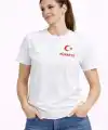 TÜRKİYE Ay Yıldız Baskılı Taraftar Forma T-Shirt - Beyaz