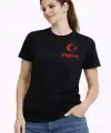 TÜRKİYE Ay Yıldız Baskılı Taraftar Forma T-Shirt - Siyah