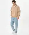 Unisex Uzun Kol Yarım Farmuarlı Yakalı Basic SweatShirt - Bej