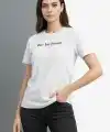 Wafıl Kumaş Tişört Regular Kalıp Bisiklet Yaka Baskılı Günlük Basic T-Shirt - Beyaz